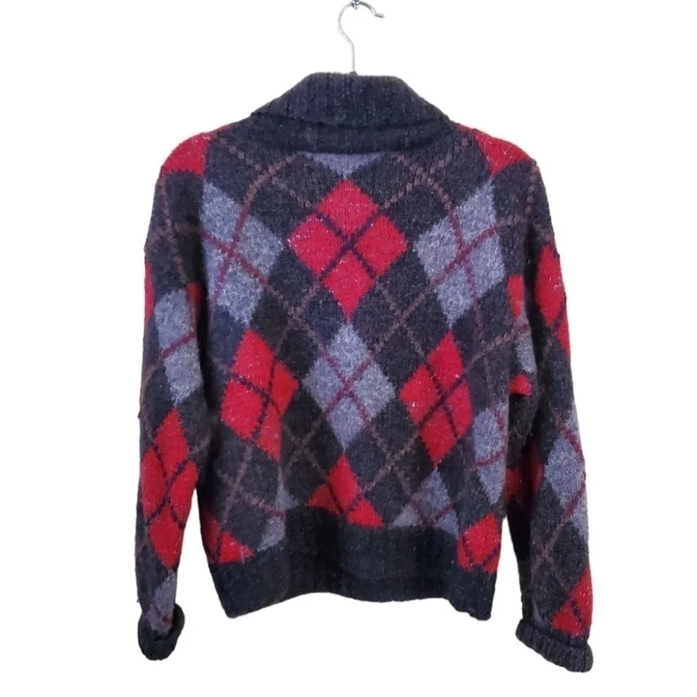 Tricots St. Raphael Vintage Wool Plaid Cowl Sweater Size M
